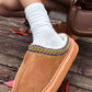 Chestnut Contrast Edge Suede Plush Lined Thick Sole Winter Slippers