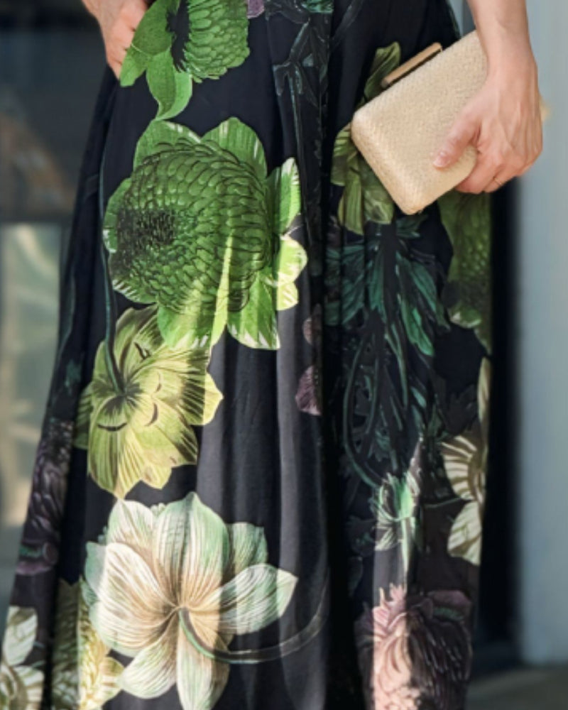 2 Pieces Outfit Plain V Neck Short Sleeve Ruched Top and Casual Floral Print Wide Leg Pants Set