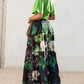 2 Pieces Outfit Plain V Neck Short Sleeve Ruched Top and Casual Floral Print Wide Leg Pants Set