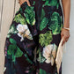2 Pieces Outfit Plain V Neck Short Sleeve Ruched Top and Casual Floral Print Wide Leg Pants Set