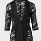 Lapel Neck Lace Patch Single Button Flap Detail Sheer Blazer Coat