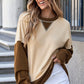 Apricot Color Block Thumbhole Sleeve Drop Shoulder Sweatshirt