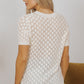 Beige Hollow Out Crochet O Neck Short Sleeve Sweater Tee