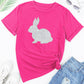 Rose Red Glitter Easter Bunny Graphic Crew Neck Tee