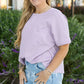 Orchid Petal Waffle Knit Short Sleeve Patched Pocket Plus Size Top