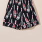 Black Champagne Print Silky Short Sleeve Pajamas Set
