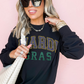Black Rhinestone Mardi Gras Letter Graphic Drop Shoulder Sweatshirt