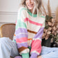 Multicolor Striped Colorblock Drop Shoulder Sweater