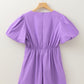 Wisteria Bow Decor Front V Neck Puff Sleeve Romper