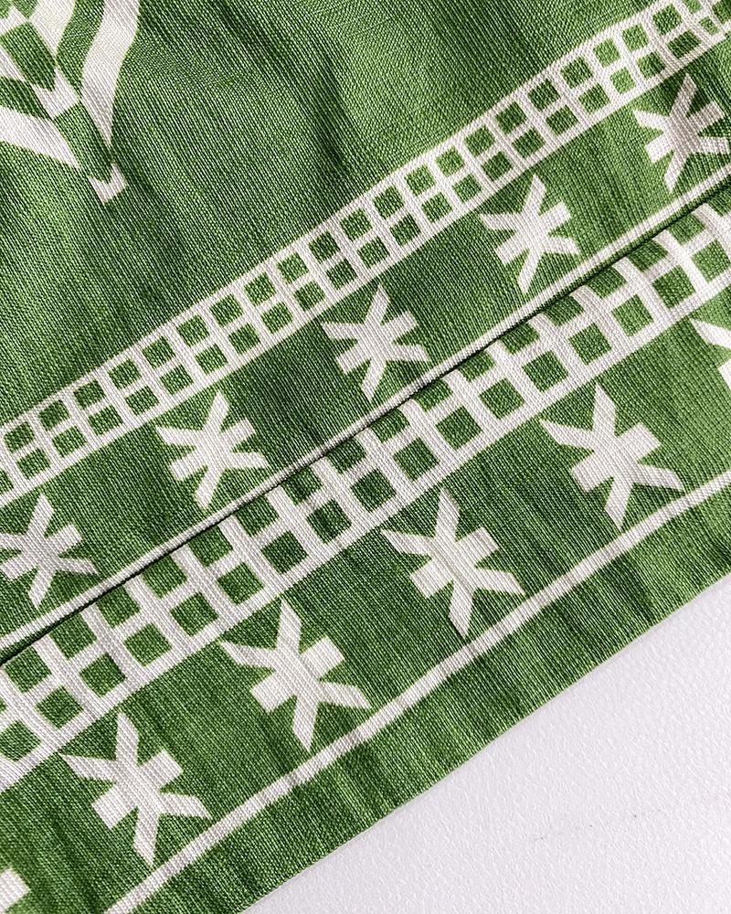 2 Pieces Outfits Tribal Print Keyhole Neck Sleeveless Top and Wide Leg Tied Detail Slit Pants Sets