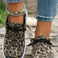 Coffee Lace-up Decor Leopard Canvas Shoes