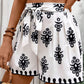 Black Tribal Geometric Print Belted High Waist Casual Shorts