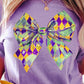 Wisteria Mardi Gras Bowknot Pattern Crew Neck T Shirt
