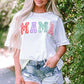 White MAMA Chenille Patched Crew Neck T Shirt