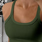Scoop Neck Spaghetti Strap Ribbed Top Casual Sleeveless Slim Fit Tank