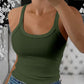 Scoop Neck Spaghetti Strap Ribbed Top Casual Sleeveless Slim Fit Tank