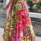 Tropical Print Halter Ruched Sleeveless Maxi Dress Casual A Line Flowy Smock Dress