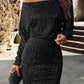 Black Sequin Long Sleeve Slim Fit Party Mini Dress