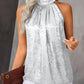 Metal Luster Ruched Halter Neck Blouse Tank Casual Loose Fit Top