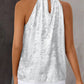 Metal Luster Ruched Halter Neck Blouse Tank Casual Loose Fit Top