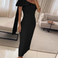 Skew Neck Sleeveless Bowknot Design Maxi Bodycon Evening Dress