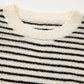 Black white Striped O Neck Sweater Vest