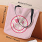Pink Smiley Face Daisy Print Canvas Large Capacity Tote Bag