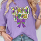 Wisteria mardi gras Bow Printed Crewneck Holiday T Shirt