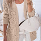 Jet Stream Cable Knit Eyelet Side Pockets Baggy Cardigan