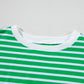 Dark Green Striped Cap Sleeve Tee and Shorts Set