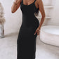 Spaghetti Strap U Neck Casual Maxi Dresses Slim Fit Cami Dress Party Club Bodycon Dress