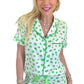 Green Clover Printed Short Sleeve and Ruffled Shorts Pajama Set