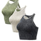 3 Pack Racer Back Textured Crop Tank Top