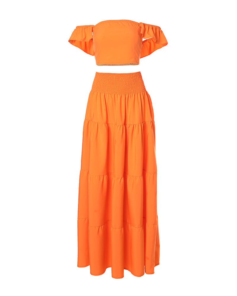 Shirred Crop Top & Maxi Skirt Set