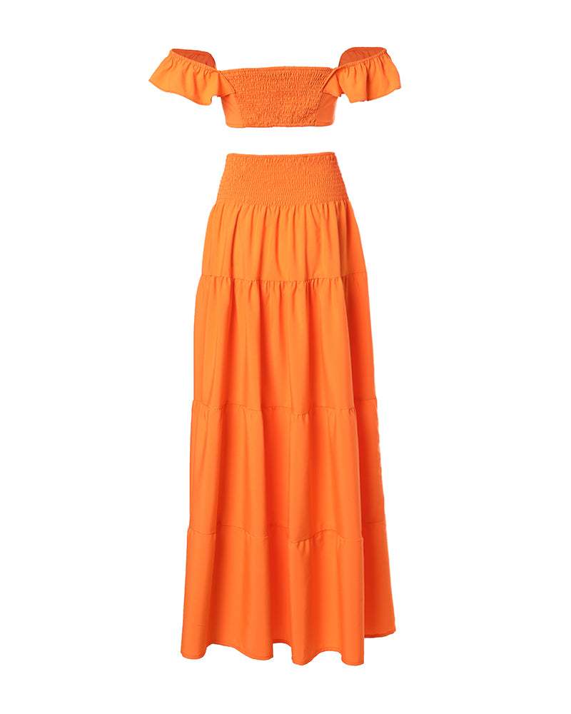 Shirred Crop Top & Maxi Skirt Set