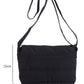 Black Solid Minimalist Foldover Puffer Crossbody Bag