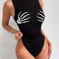Halloween Skeleton Print Sleeveless Bodysuit