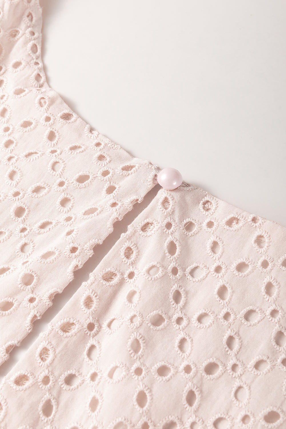 Delicacy Embroidered Eyelets Ruffled Hem Sleeveless Mini Dress