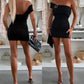 Off Shoulder Mental Buckle Waist Mini Dress