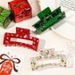Racing Red Cartoon Christmas Pattern Print Hollow Out Hair Clip