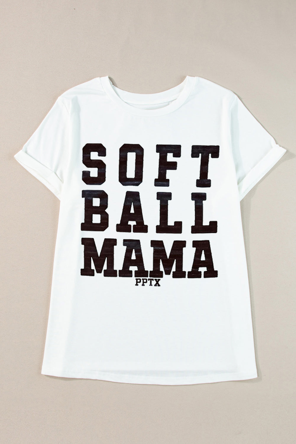 White SOFT BALL MAMA Graphic Crewneck Plus Size Tee