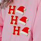 Light Pink Sequin Christmas Hat HO HO HO Graphic Pullover Sweatshirt