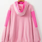 Pink Colorblock Patchwork Half Zip Oversized Sherpa Hoodie