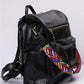 Color black Geometric Crochet Strap PU Leather Large Backpack