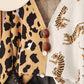 Colorblock Leopard Tiger Pattern V Neck Button Down Knit Cardigan