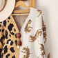 Colorblock Leopard Tiger Pattern V Neck Button Down Knit Cardigan
