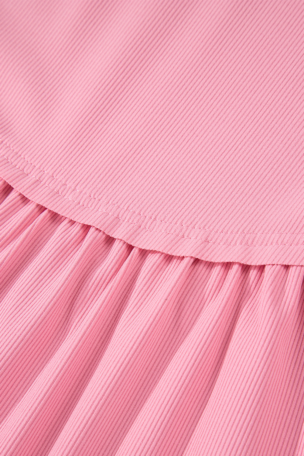 Peach Blossom Subtle Ribbed Short Sleeve Babydoll Top