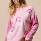 Pink Sequined Santa Claus Long Sleeve Christmas Sweatshirt