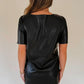 Black Faux Leather Loose T-shirt Dress