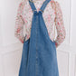 Dusk Blue Wide Strap Button Front Pocketed Denim Mini Dress